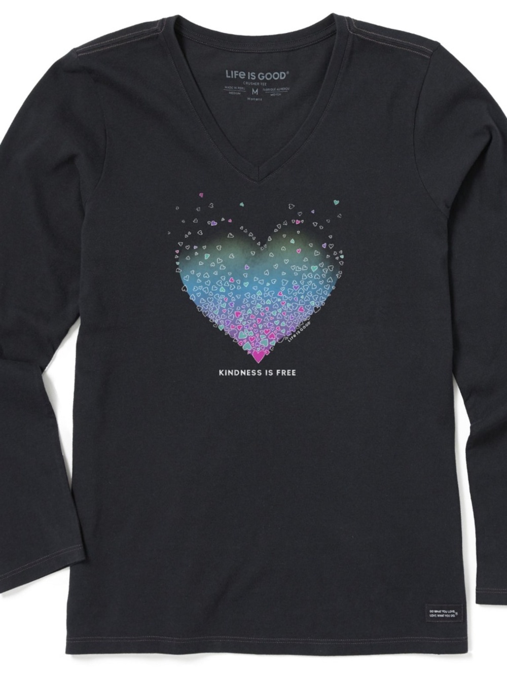 Life is Good Women's XXL Kindness is Free Evaporating Heart Long Sleeve Vee